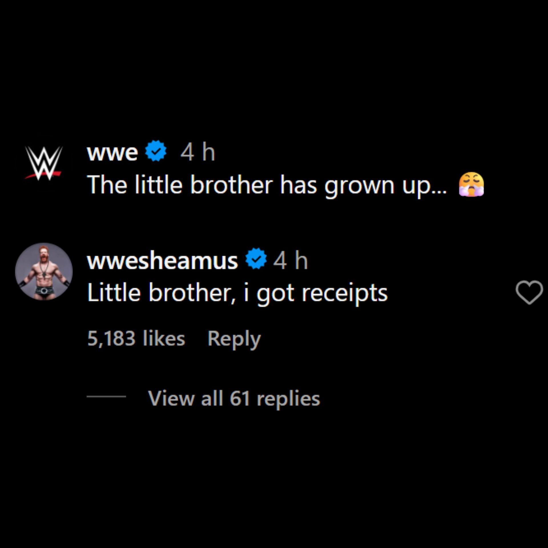 Sheamus warns Rusev (Picture credits: WWE's Instagram post)
